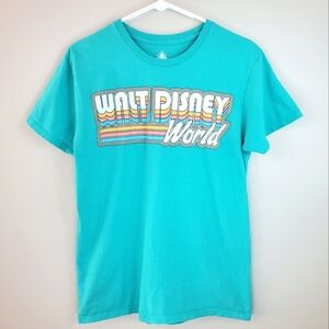 Disney Size M Teal Retro Walt Disney World Short Sleeve Shirt